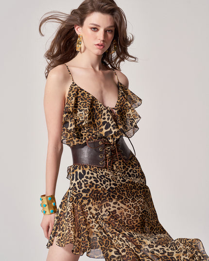 LEOPARD CHIFFON GOWN