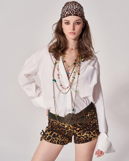 LEOPARD JACQUARD SHORTS