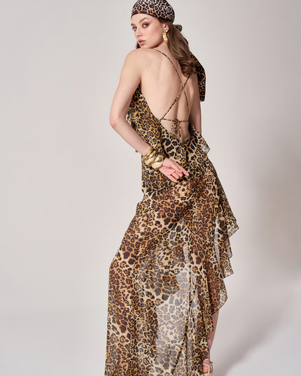 LEOPARD CHIFFON GOWN