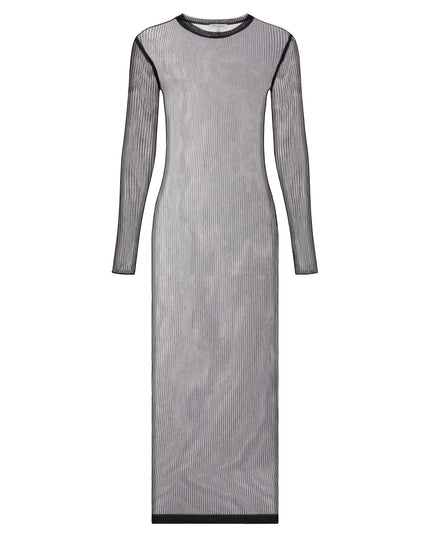 See through ribbed midi dress in tulle.