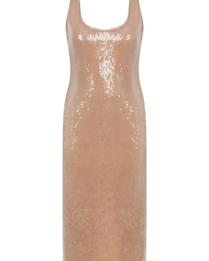 Sequin open back wet dress.