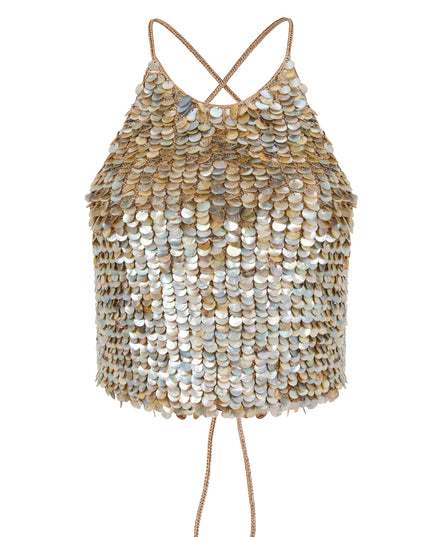 HAND-CROCHET MOTHER OF PEARL TOP