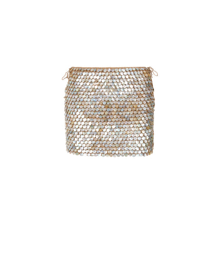 Hand Crochet Mother Of Pearl Embellished Mini Skirt