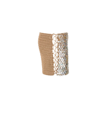 Hand Crochet Mother Of Pearl Embellished Mini Skirt