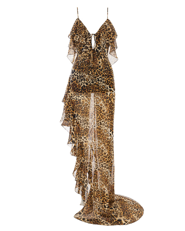 LEOPARD CHIFFON GOWN