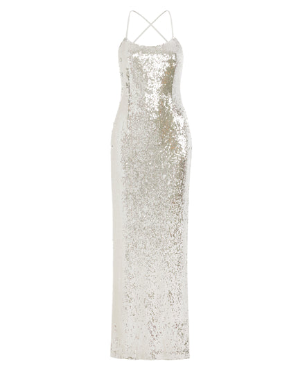 Silver Sparkling Open Back Gown