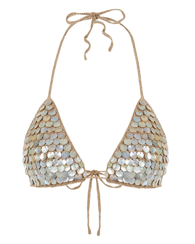 HAND-CROCHET MOTHER OF PEARL BRA TOP