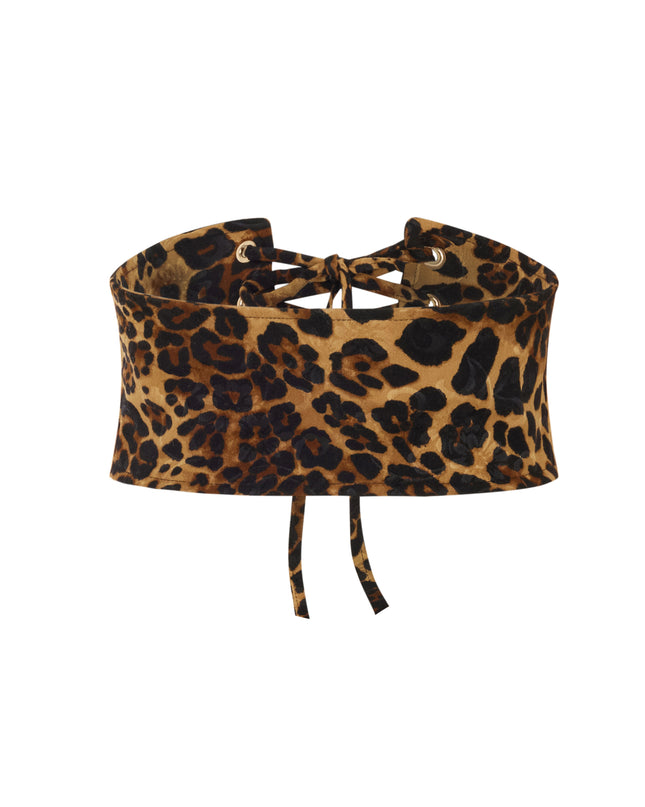 JACQUARD LEOPARD PRINT CORSET BELT