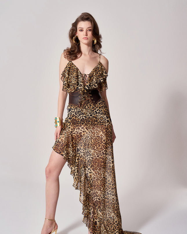 LEOPARD CHIFFON GOWN