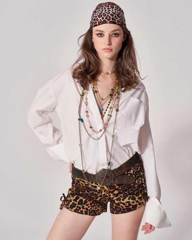 LEOPARD JACQUARD SHORTS