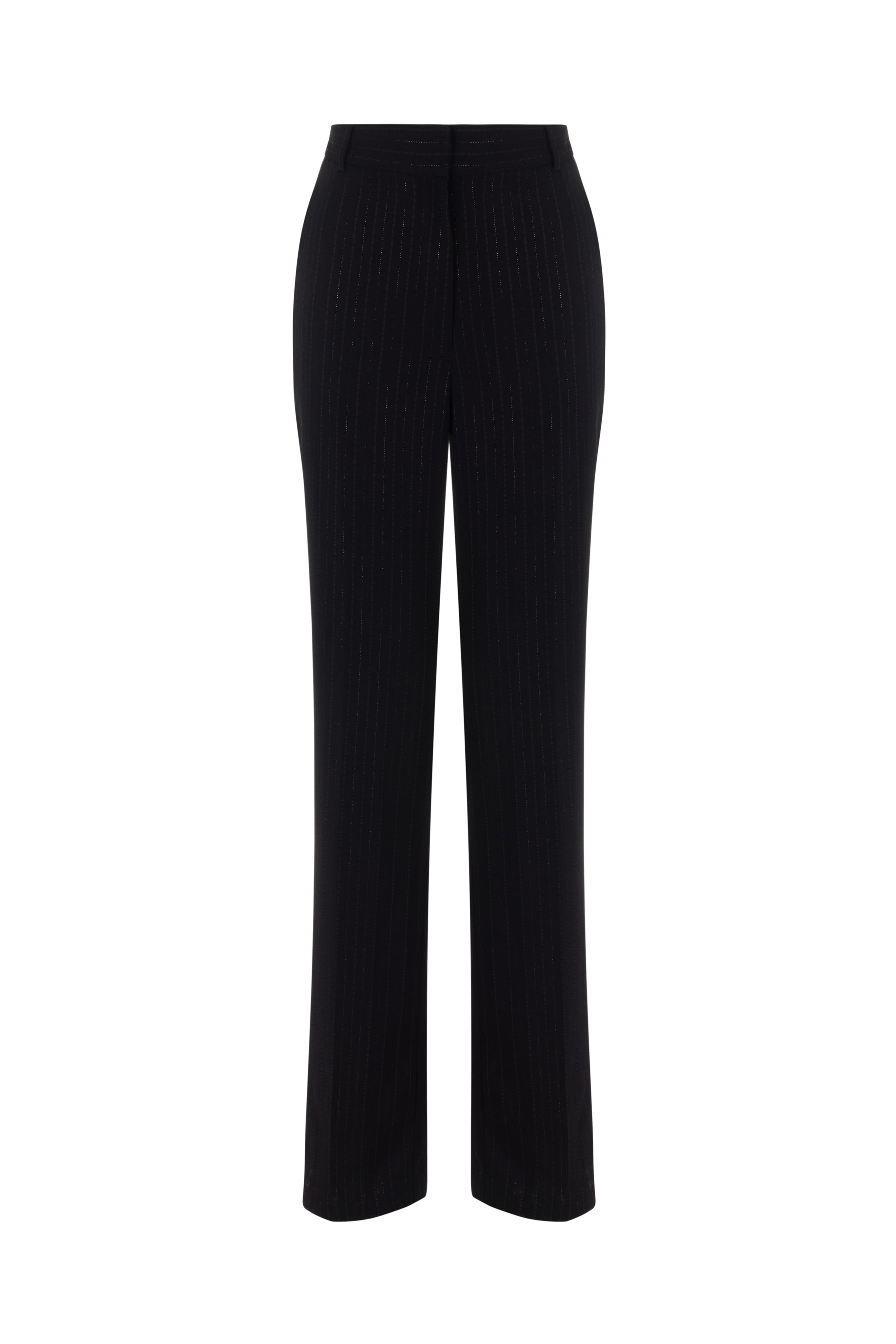 METALLIC THREAD PINSTRIPE STRAIGHT LEG SUIT PANTS Mirel Prentice METALLIC THREAD PINSTRIPE STRAIGHT LEG SUIT PANTS Mirel Prentice