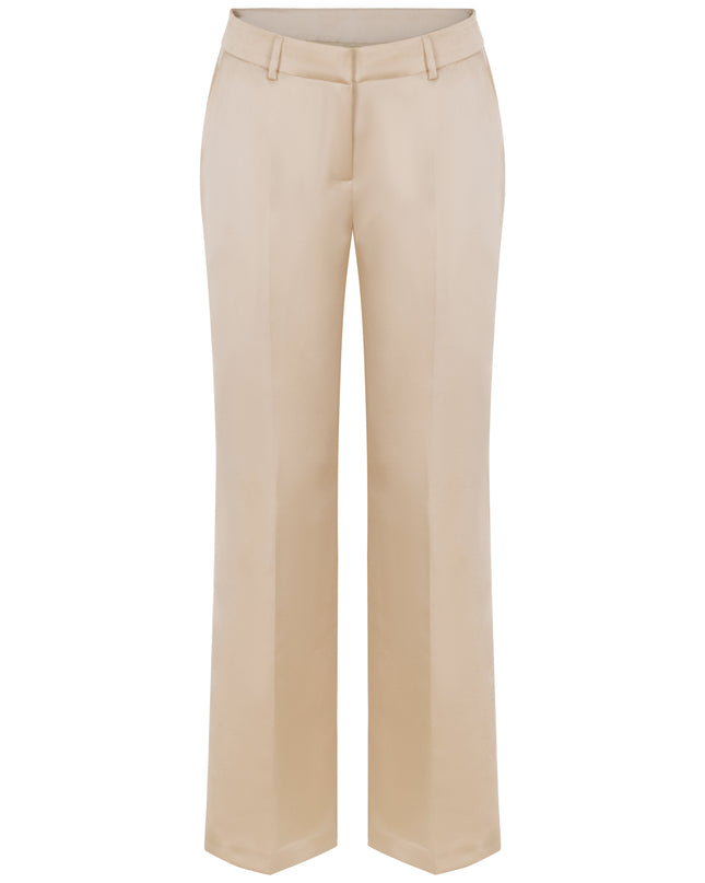 Low rise satin pants.