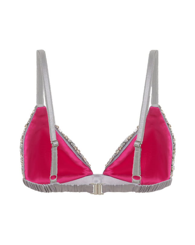 Rhinestone silk satin bra.