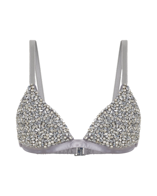 Rhinestone silk satin bra.