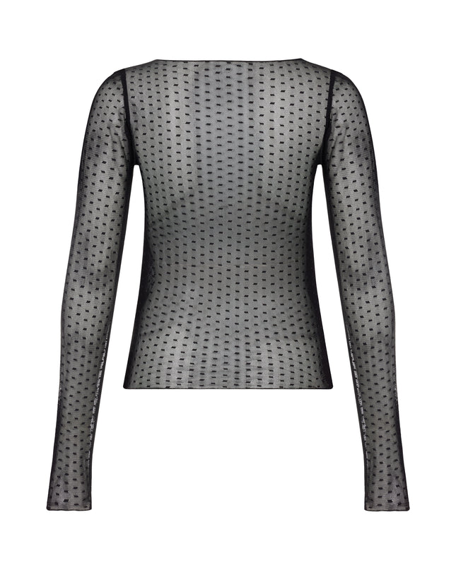 Sheer polka dot long sleeve top.